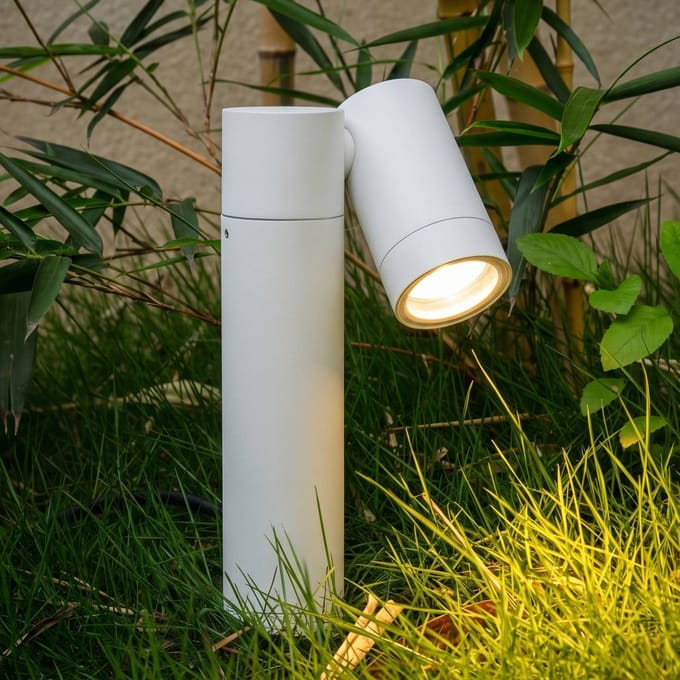 PRIOS - Buitenspots - 1licht - Aluminium, glas - H: 40 cm - GU10 - wit