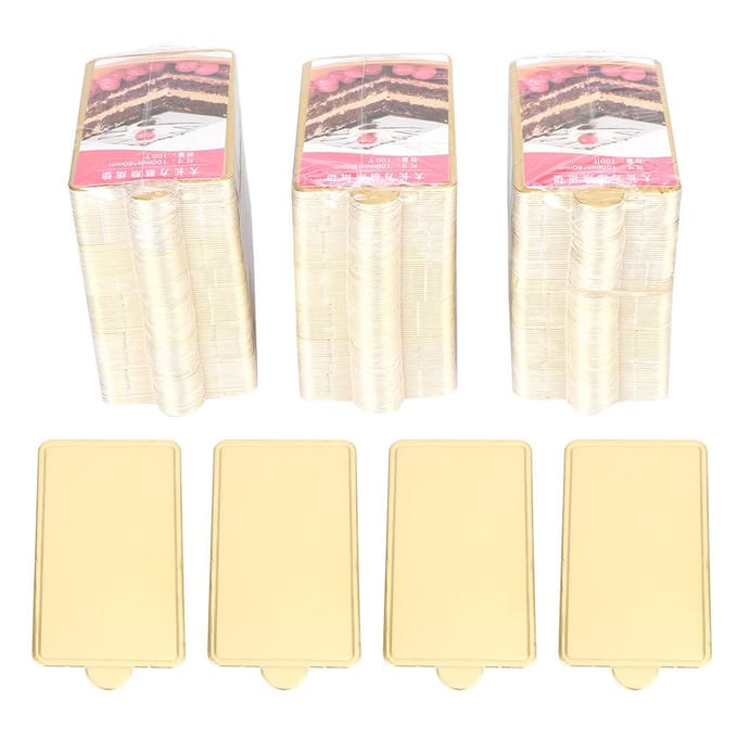 300 Pièces Or Rectangulaire Mousse Gâteau Dessert Planche Base Carton Outils de Cuisson 100x60mm gray