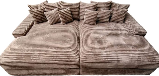 BIGSOFA JUMBO AMERICAN- TAUPE RIBSTOF- zetelsenbedden