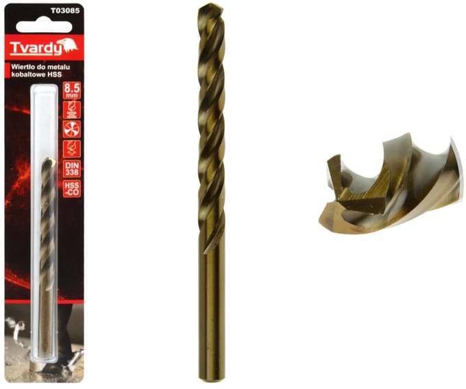 Tvardy HSS Cobalt Boor - Drie Groeven - Warmtebestendig - 8,5 mm