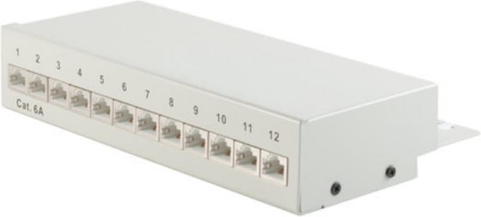CAT6a Gigabit Desktop Patch Panel 1U met 12 poorten - afgeschermd / grijs