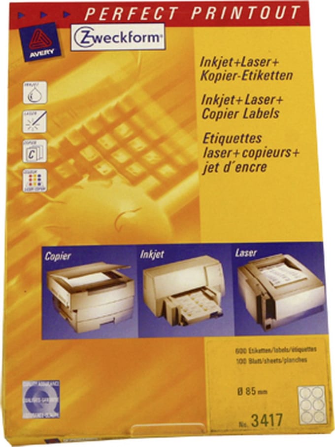 Avery Etiketten Rond 85mm