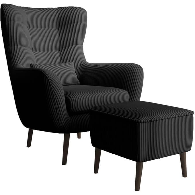 Fauteuil met hocker Verdiro ribstof | NADUVI Collection