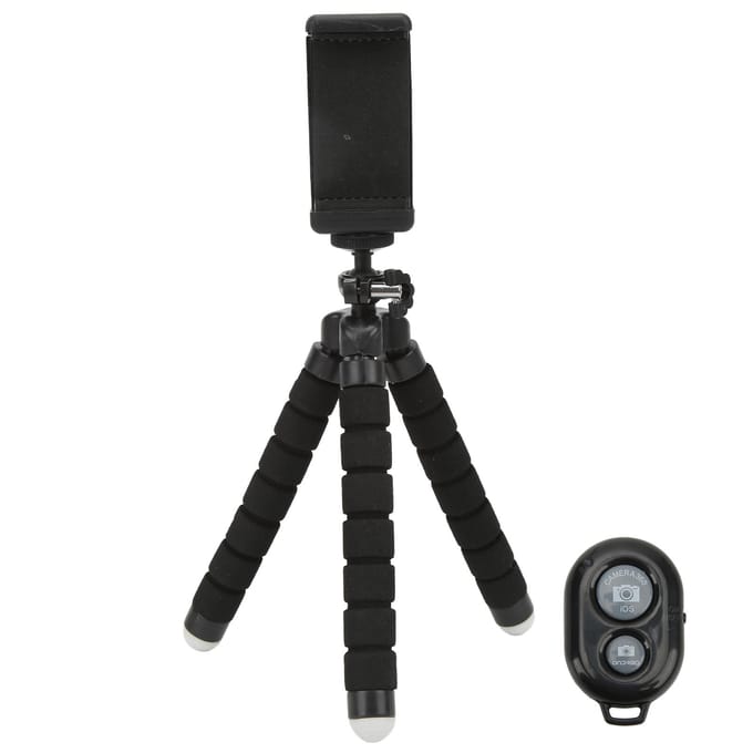 Trépied Éponge Flexible avec Télécommande Sans Fil Support Clip pour Téléphone Trépied Selfie Stick Réglable black