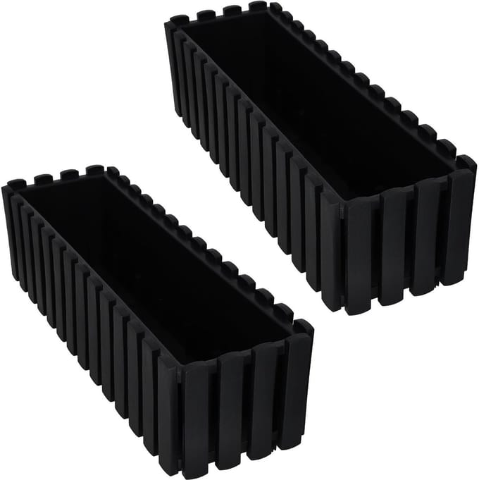 Rustiek - Balkon Bloembak - 60cm - Antraciet - Set van 2