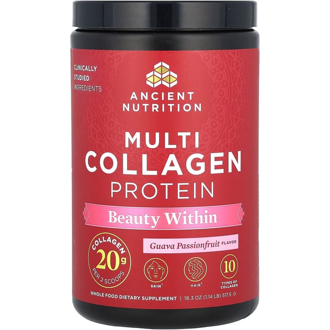 Ancient Nutrition, Multi Collagen Protein, Beauté de l'intérieur, Goyave Fruit de la passion, 522 g (1,15 livre)