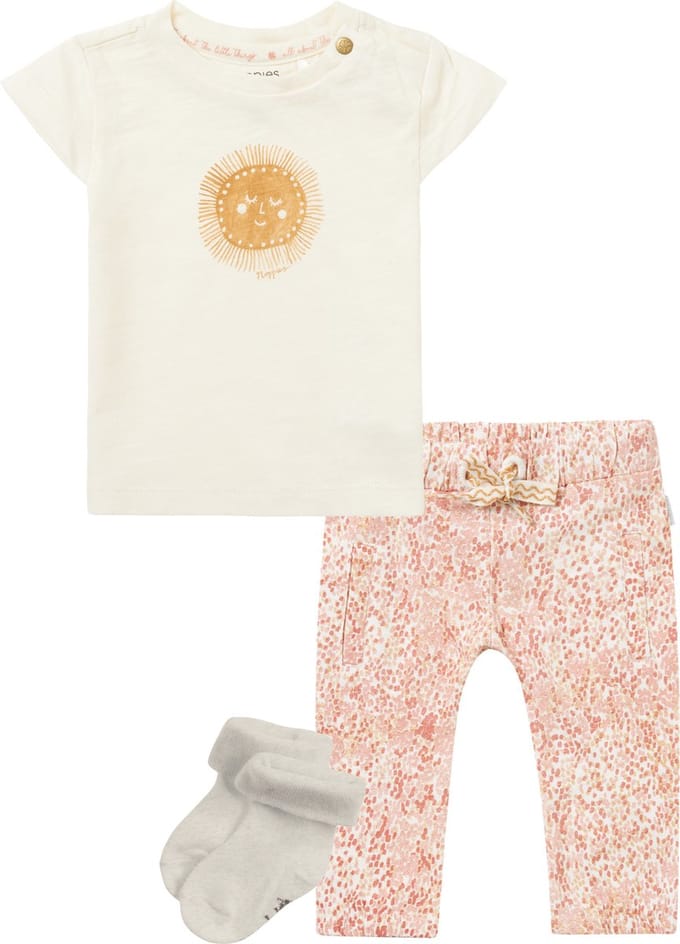 Noppies - Kledingset - 3delig - Broek Navassa - Shirt Nicolett Pristine - Maat 68