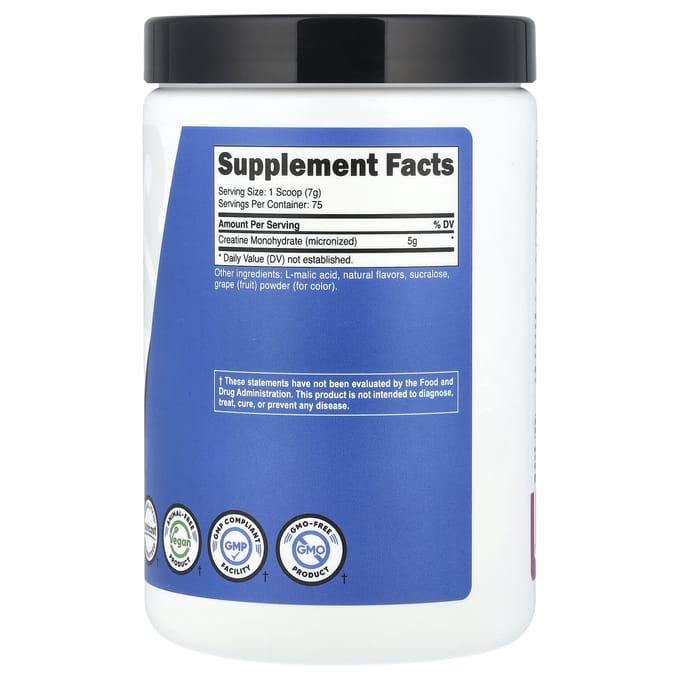 Atletische Prestaties, Creatine Monohydraat, Druif, 500G (1.1 pond)