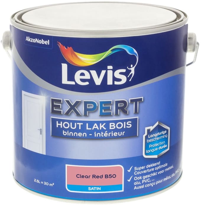 Levis - Expert Hout Lak Binnen Satin Mix - Clear Red B50 - Mengverf - 2,5 L