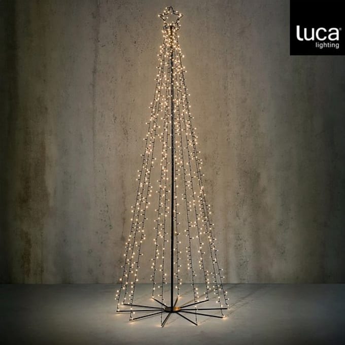 Luca Lighting Kerstboom met Verlichting - Kerstversiering met 560 LED's en Afstandsbediening - Kerstboom met LED en Timer- en Dimfunctie - H185 x D75 cm - Zwart
