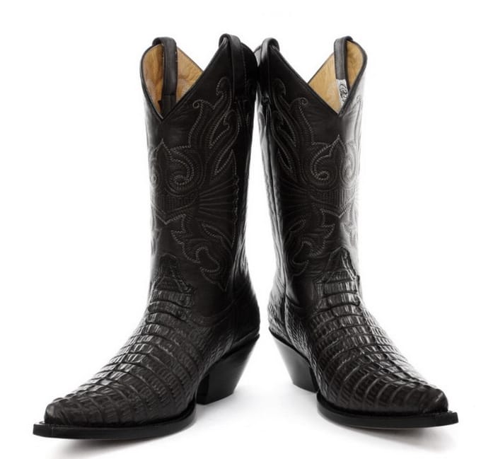 Grinders Zwart leren western cowboylaarzen – Carolina