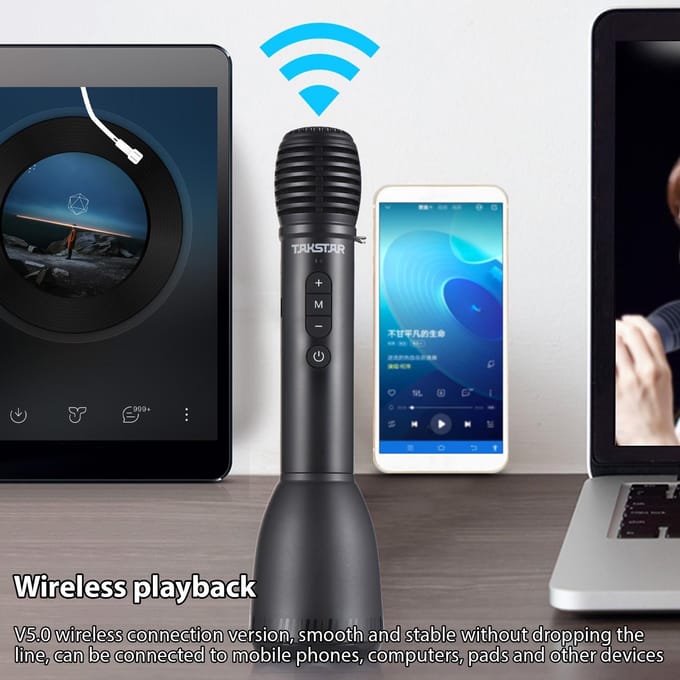 TAKSTAR 3 in 1 BT Draadloze Microfoon Versterker Luidspreker 10W Draagbare Handheld Microfoon Luidspreker zwart