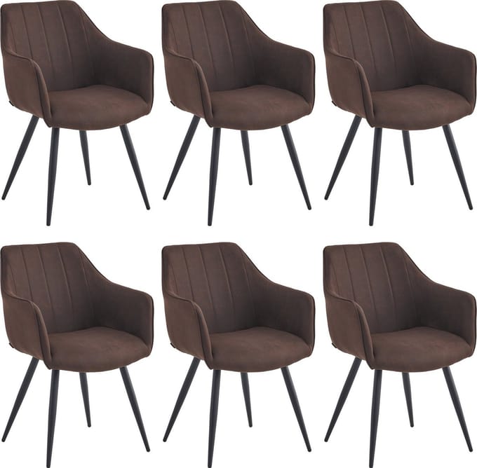 Colenis® - Verto Eetkamerstoel - Set Van 6 - Bruin - Microfiber Stof - Microvezel - Industrieel