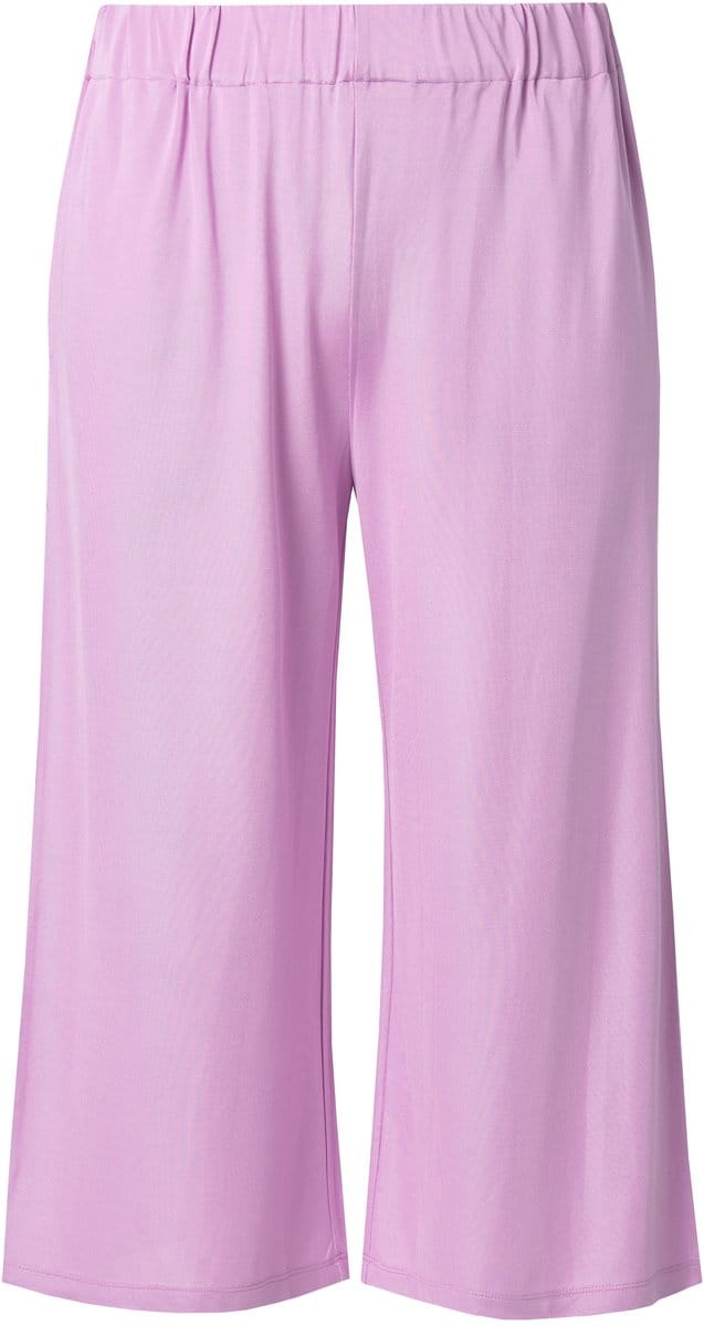 Ulla Popken - Dames - Slinky culotte kuitlengte wijde pijpen - Lichtpaars - Maat 46+