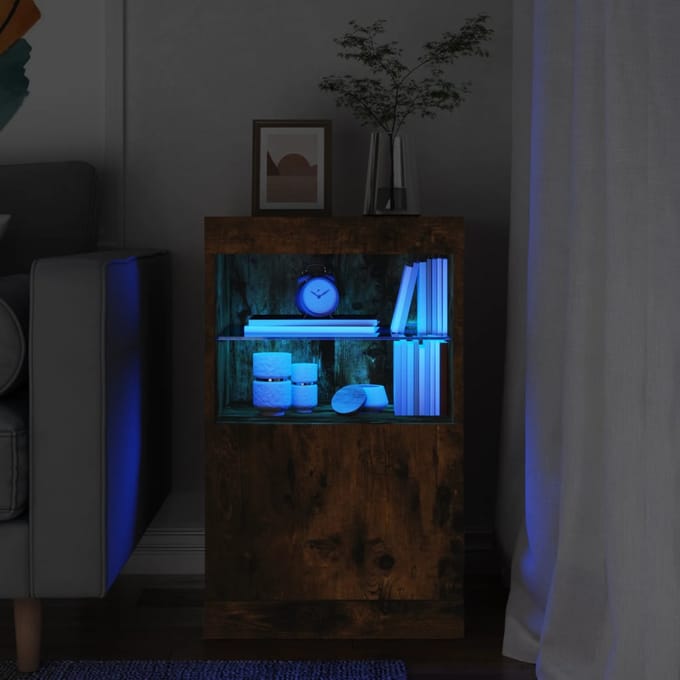 vidaXL - Dressoir - met - LED-verlichting - 41x37x67 - cm - gerookt - eikenkleurig