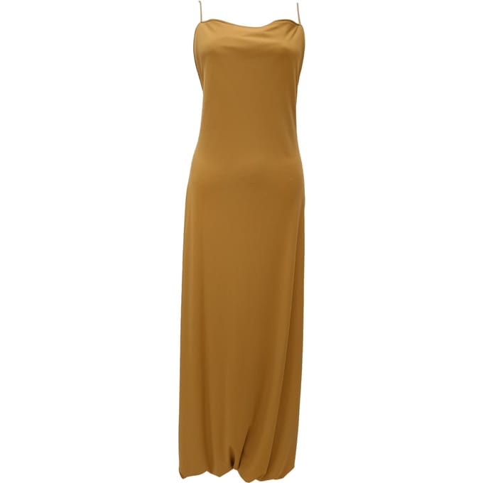Salvatore Ferragamo Rugloze Maxi-jurk in Bruin Polyethyleen