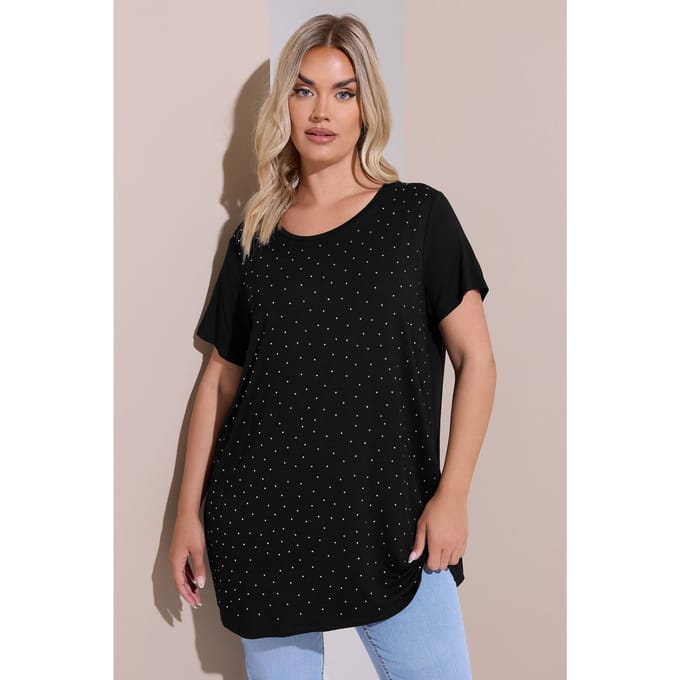 Yours Zwart Tshirt Met Studs Size 48