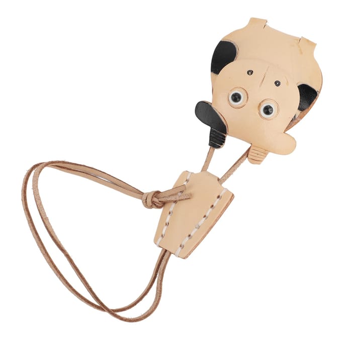 Porte-clés en cuir animalier réaliste au toucher doux multifonctionnel pendentif en cuir animal pour sac à main Cattle Pattern beige