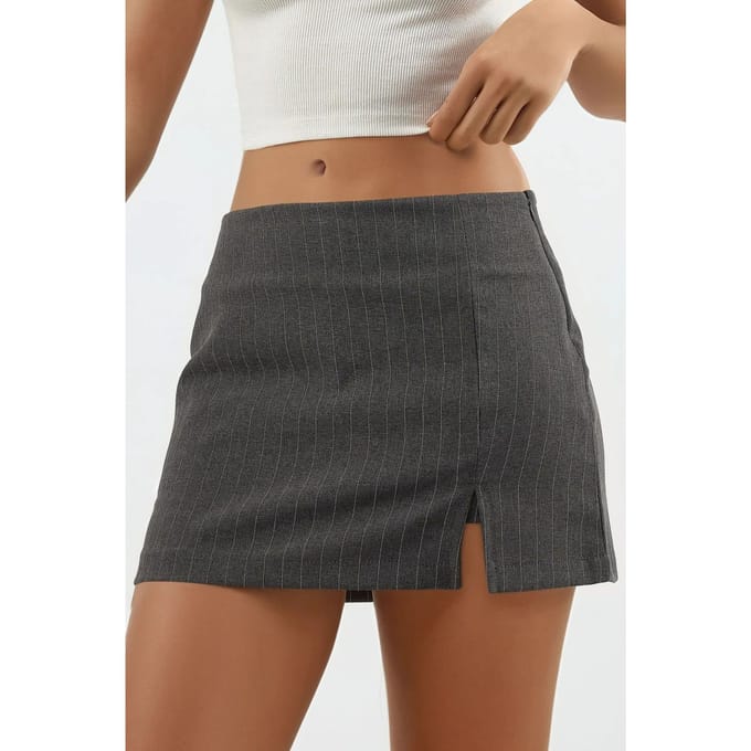 Gestreepte Mini Skorts met Sleufdetail