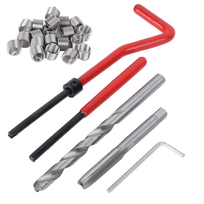 25-delige M7 Draadreparatie Inzetstuk Kit met Transparante Plastic Doos voor Verwerkingsmachines gray