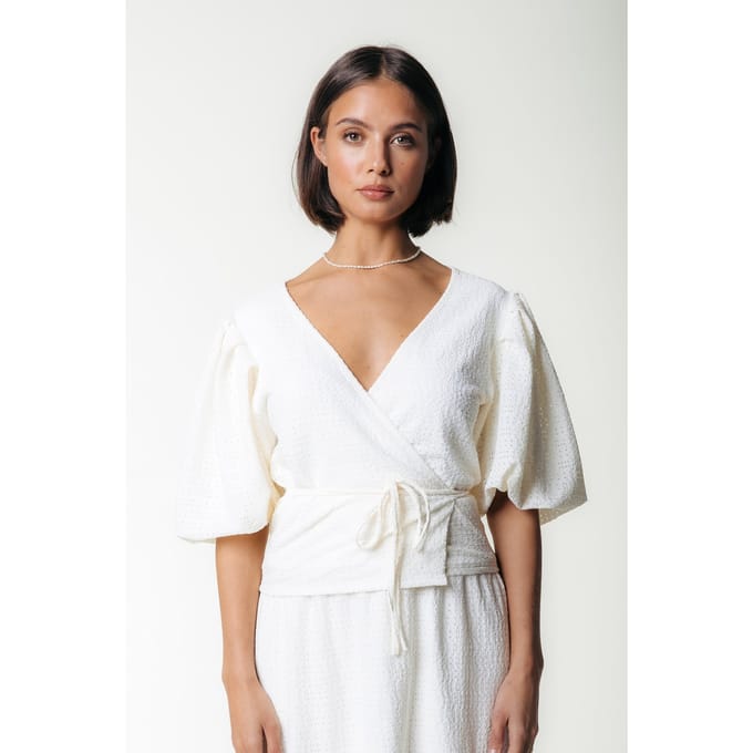 Colourful Rebel Miley Knitted Structure Wrap Top Off White Taglia: S | Magliette intime Outlet | Donna | Bianco