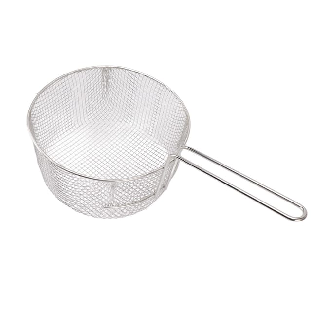 Frituurmand RVS Lange Handgreep Herbruikbaar Roestbestendig Frituurgaas voor Vis Kipnuggets Handle Without Rubber white