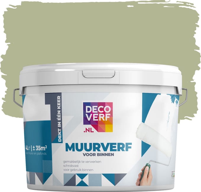 Decoverf muurverf mat lindegroen, 4L