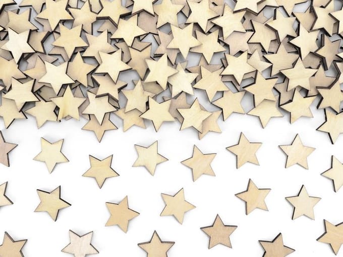 Houten sterretjes tafelconfetti 50 stuks
