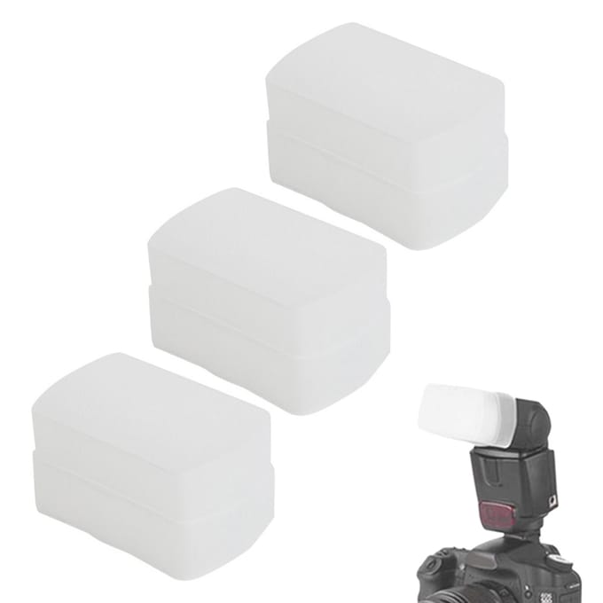 3 Pièces Mini Diffuseurs Réflecteurs de Flash d'Appareil Photo Numérique Softbox Adapté pour Canon 580EX Flash Supérieur Blanc white