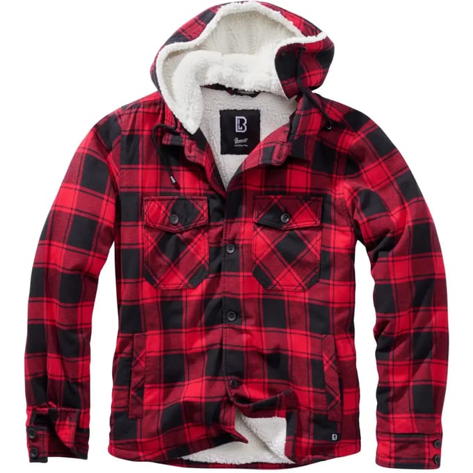 Brandit Tussenseizoensjas - Lumberjacket Hooded - S tot 5XL - voor Mannen - rood-zwart