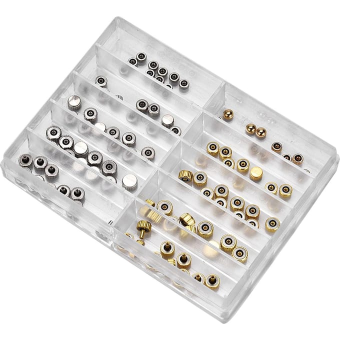 Assortiment de pièces de rechange pour couronnes de montres, accessoires et kit d'outils de réparation de montres white