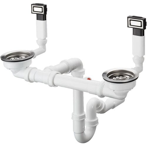 Hansgrohe Afvoergarnituren - Dubbele spoelbak afvoer- en overloopcombinatie, RVS 43922800