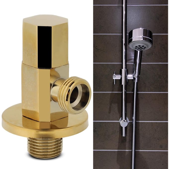Badkamer Messing Goud Hoekstopkraan Waterregelkraan Kraan Hoekkraan beige