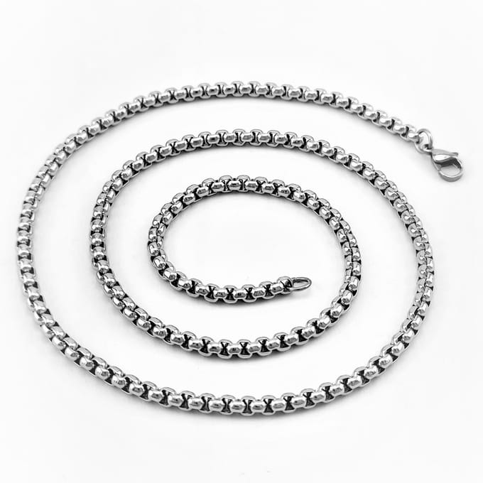 4mm Jasseron Schakelketting - Stalen Zilverkleur - Unisex Ketting