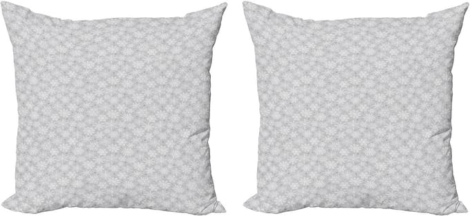 ABAKUHAUS Kerstkussenhoez set van 2, Sneeuw, 45x45 cm, Grijs en wit