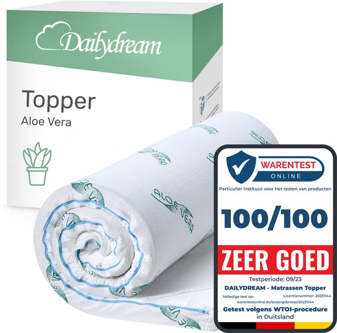 Dailydream - topper - memory foam - Edition Aloe Vera - 5cm dik - 90x200cm - traagschuim