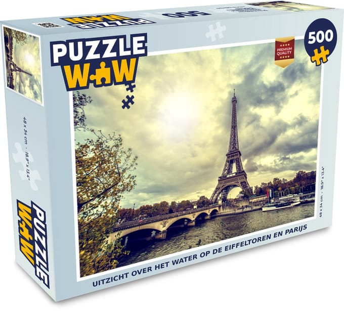 Puzzel Uitzicht over het water op de Eiffeltoren en Parijs - Legpuzzel - Puzzel 500 stukjes