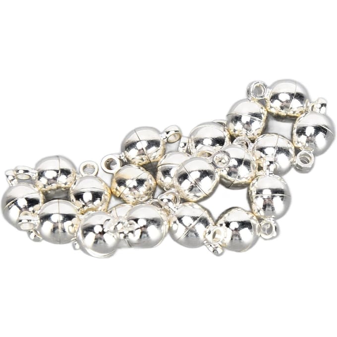 20 Sets Magnetische Sluitingen Rond Messing Modieuze Sieradensluitingen voor DIY Knutsels Kettingen Armbanden wit