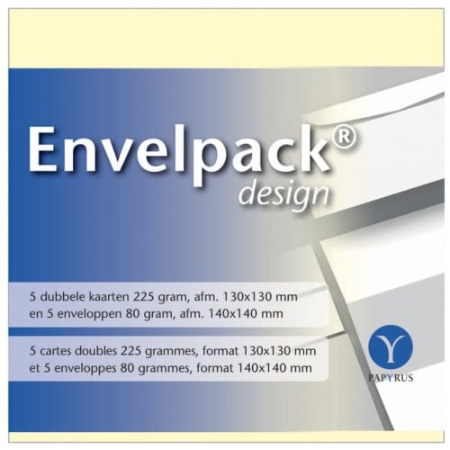 Dubbele kaart Papyrus Envelpack Design vierkant 140x140mm ivoor 894440 set van 5