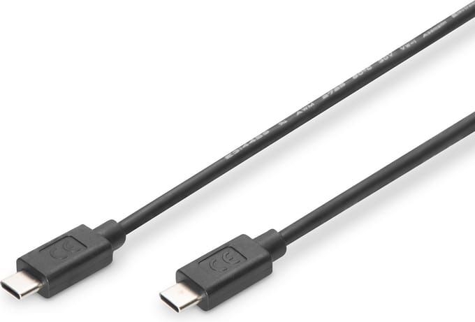 Digitus USB-kabel USB 2.0 USB-C stekker, USB-C stekker 1.00 m Zwart Afgeschermd AK-300155-010-S