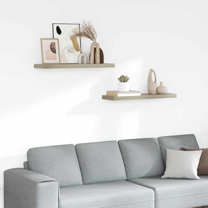 vidaXL - Wandschappen - zwevend - 2 - st - 80x23,5x3,8 - cm - MDF - eikenkleurig