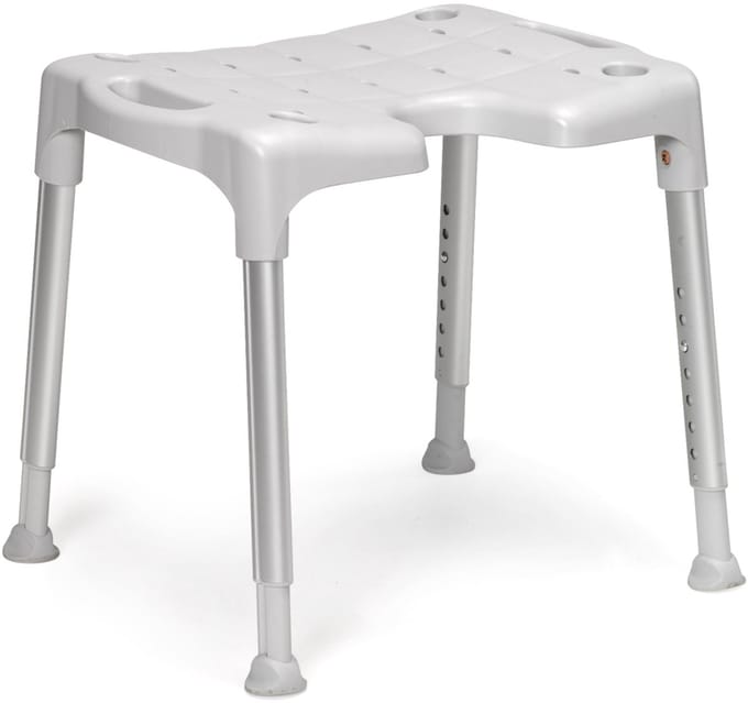 Douchestoe Swift: hoogteverstelbaar 42–57 cm, met arm- en rugleuning grijs