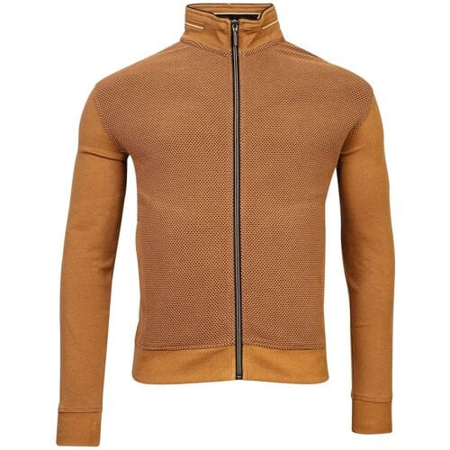 Baileys Vest Front Back Two-Tone Jacqaurd Sweat Cardigan Zip Donker Goud / male