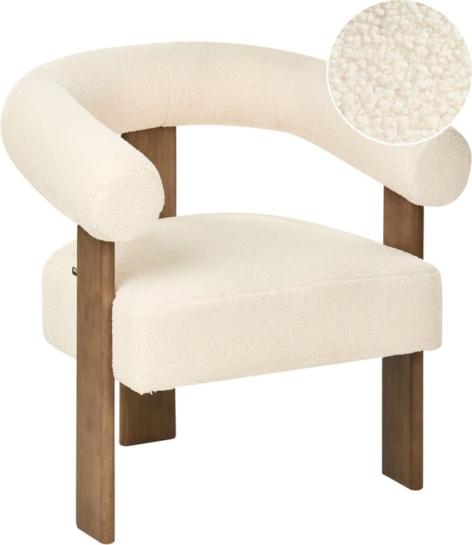 ILBRO - Fauteuil - Gebroken wit/Donkerbruin - Bouclé