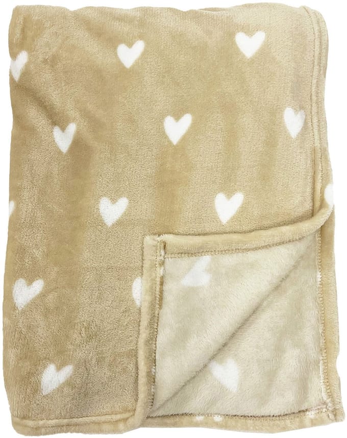 Textino - HARTJES - plaid 140x180 cm - met hartjes - Bleached Sand - Beige