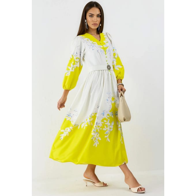 Bloemen Maxi Jurk met V-hals en Knoopdetails
