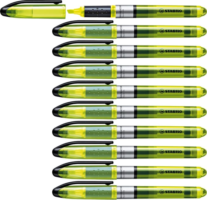 STABILO NAVIGATOR - Markeerstift - Markeert Tot De Laatste Druppel - Geel - Doos 10 stuks