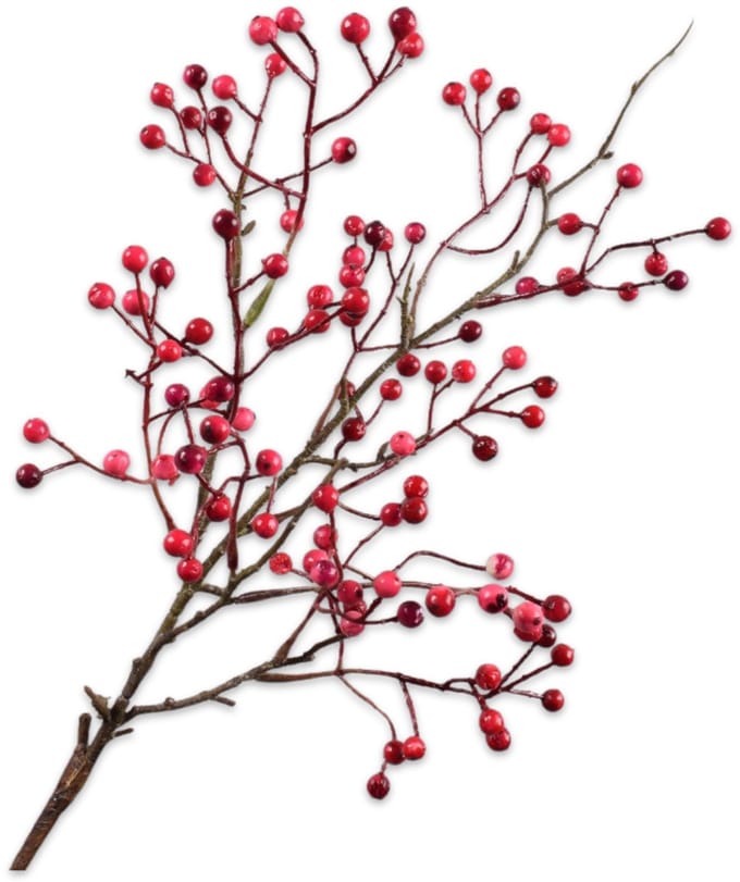Silk-ka Kunstbloem-Zijden Bloem Bessentak Roze-Rood 64 cm