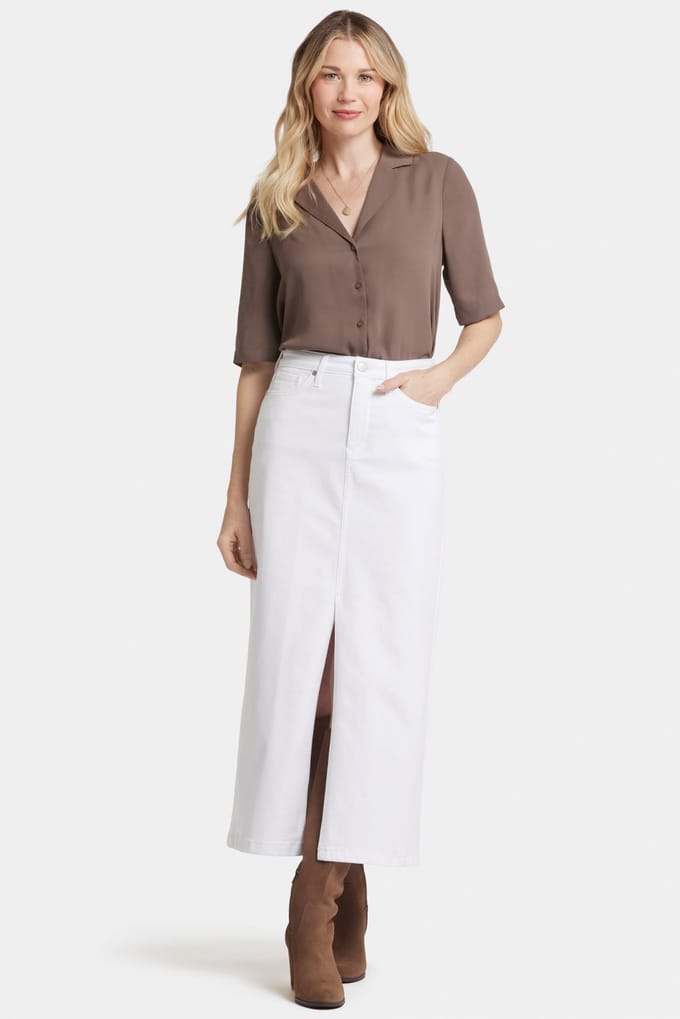 Hoge Taille Lange Rok Met Centrumsplit