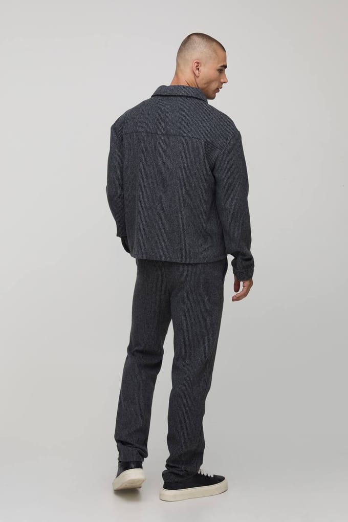 Regular Fit Brushed Rib Welt Pocket Overshirt | Black | Size Medium